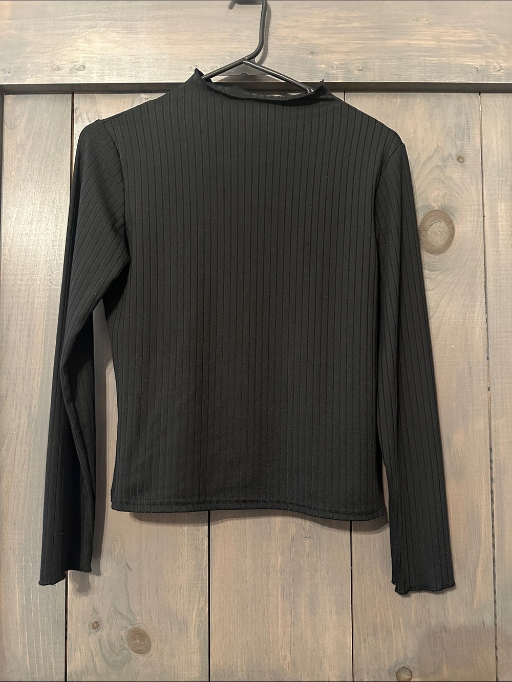 Classic Ribbed Mock Neck Women's Top - Black